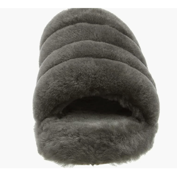 NIB UGG Women's Fluff Yeah Slide Slipper Charcoal Gray - Picture 2 of 5
